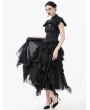 Dark in love Black Vintage Gothic Hollow Out Lace Trim Jacquard Top for Women