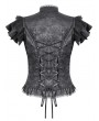 Dark in love Black Vintage Gothic Hollow Out Lace Trim Jacquard Top for Women