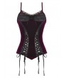 Dark in love Burgundy Gothic Velvet Ruched Lace-Up Corset Top for Women