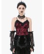 Dark in love Dark Red Gothic Vintage Floral Lace Cami Top for Women