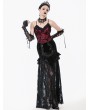 Dark in love Dark Red Gothic Vintage Floral Lace Cami Top for Women