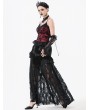 Dark in love Dark Red Gothic Vintage Floral Lace Cami Top for Women