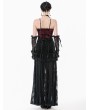 Dark in love Dark Red Gothic Vintage Floral Lace Cami Top for Women