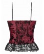 Dark in love Dark Red Gothic Vintage Floral Lace Cami Top for Women