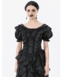 Dark in love Black Gothic Romantic Rococo Lace Short Sleeve Top for Women