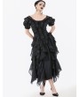 Dark in love Black Gothic Romantic Rococo Lace Short Sleeve Top for Women
