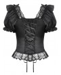 Dark in love Black Gothic Romantic Rococo Lace Short Sleeve Top for Women