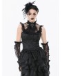 Dark in love Black Gothic Baroque Lace Panel Tassel Sleeveless Top for Women