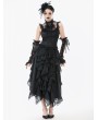 Dark in love Black Gothic Baroque Lace Panel Tassel Sleeveless Top for Women