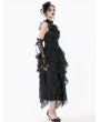 Dark in love Black Gothic Baroque Lace Panel Tassel Sleeveless Top for Women