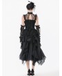 Dark in love Black Gothic Baroque Lace Panel Tassel Sleeveless Top for Women