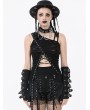 Dark in love Black Gothic Punk Asymmetrical Ripped Punk Cut-Out Top for Women