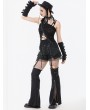 Dark in love Black Gothic Punk Asymmetrical Ripped Punk Cut-Out Top for Women