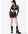 Dark in love Black Gothic Long Sleeve Finger Loop Hooded Mesh Bodysuit