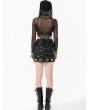 Dark in love Black Gothic Long Sleeve Finger Loop Hooded Mesh Bodysuit