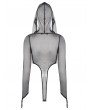 Dark in love Black Gothic Long Sleeve Finger Loop Hooded Mesh Bodysuit