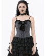 Dark in love Grey Gothic Striped Bowknot Cami Top for Women
