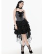 Dark in love Grey Gothic Striped Bowknot Cami Top for Women