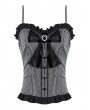 Dark in love Grey Gothic Striped Bowknot Cami Top for Women