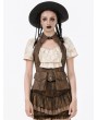 Dark in love Brown Steampunk Underbust Halter Utility Cargo Vest for Women