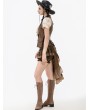 Dark in love Brown Steampunk Underbust Halter Utility Cargo Vest for Women