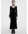 Punk Rave Black Gothic Velvet Long Sleeve Fishtail Maxi Dress