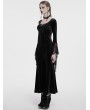 Punk Rave Black Gothic Velvet Long Sleeve Fishtail Maxi Dress