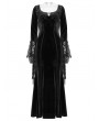 Punk Rave Black Gothic Velvet Long Sleeve Fishtail Maxi Dress