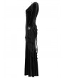 Punk Rave Black Gothic Velvet Long Sleeve Fishtail Maxi Dress