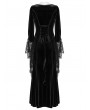 Punk Rave Black Gothic Velvet Long Sleeve Fishtail Maxi Dress