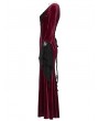 Punk Rave Red Gothic Velvet Long Sleeve Fishtail Maxi Dress