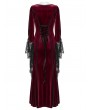 Punk Rave Red Gothic Velvet Long Sleeve Fishtail Maxi Dress
