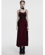 Punk Rave Red Gothic Embroidered Velvet Slip Long Party Dress