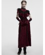 Punk Rave Red Gothic Embroidered Velvet Slip Long Party Dress
