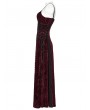 Punk Rave Red Gothic Embroidered Velvet Slip Long Party Dress