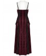 Punk Rave Red Gothic Embroidered Velvet Slip Long Party Dress