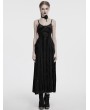 Punk Rave Black Gothic Embroidered Velvet Slip Long Party Dress