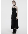 Punk Rave Black Gothic Embroidered Velvet Slip Long Party Dress
