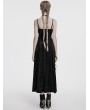 Punk Rave Black Gothic Embroidered Velvet Slip Long Party Dress