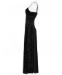 Punk Rave Black Gothic Embroidered Velvet Slip Long Party Dress