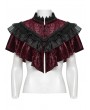 Punk Rave Red Gothic Retro Lace Embroidered Velvet Shawl for Women