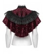 Punk Rave Red Gothic Retro Lace Embroidered Velvet Shawl for Women
