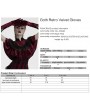 Punk Rave Red Gothic Retro Embroidered Velvet Gloves for Women