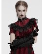Punk Rave Black Gothic Retro Embroidered Velvet Gloves for Women