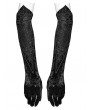 Punk Rave Black Gothic Retro Embroidered Velvet Gloves for Women
