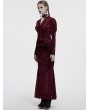 Punk Rave Red Gothic Lace Embroidered Velvet Gigot Sleeve Shirt for Women
