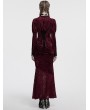 Punk Rave Red Gothic Lace Embroidered Velvet Gigot Sleeve Shirt for Women