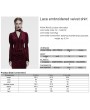 Punk Rave Red Gothic Lace Embroidered Velvet Gigot Sleeve Shirt for Women