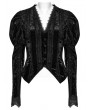 Punk Rave Black Gothic Lace Embroidered Velvet Gigot Sleeve Shirt for Women