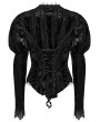 Punk Rave Black Gothic Lace Embroidered Velvet Gigot Sleeve Shirt for Women